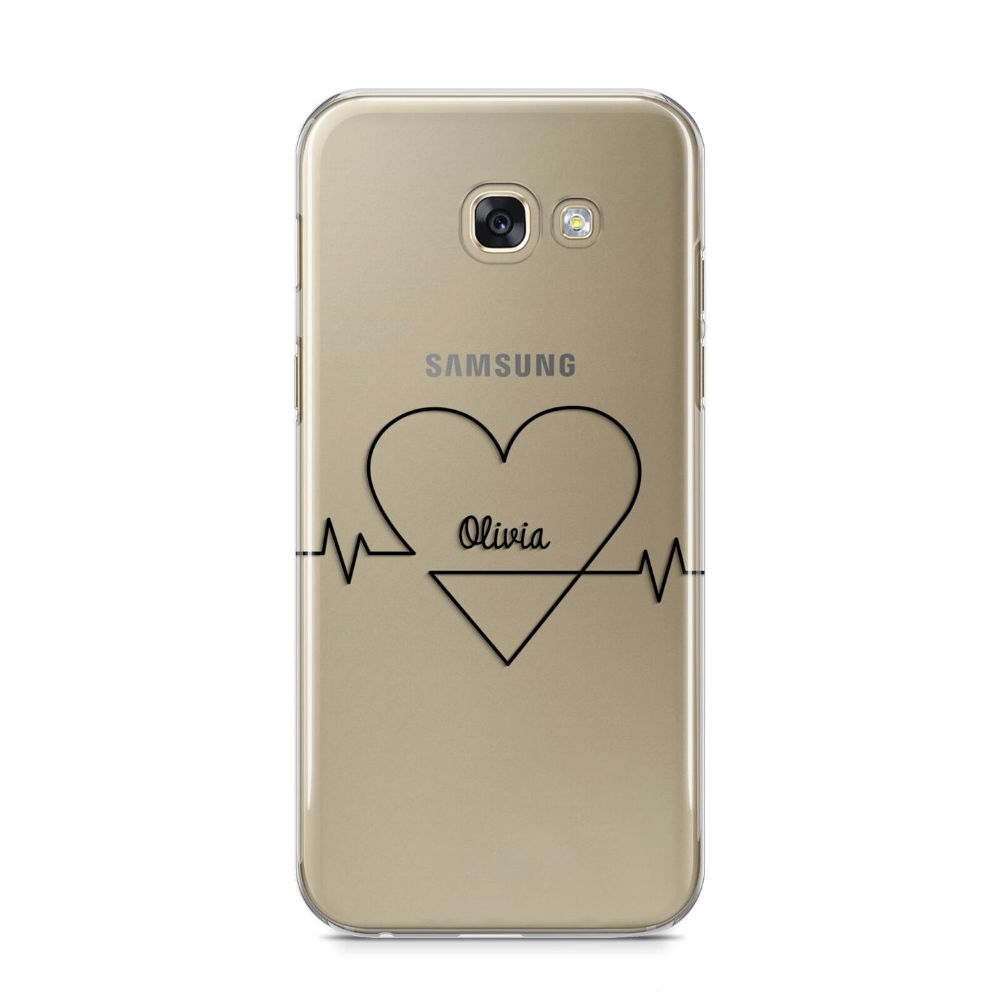 ECG Effect Heart Beats with Name Samsung Galaxy A5 2017 Case on gold phone