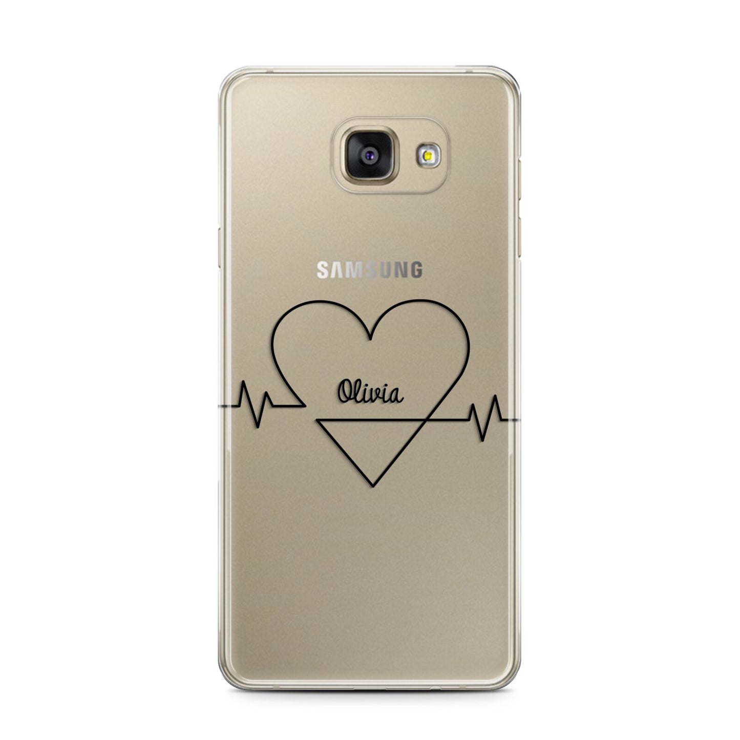 ECG Effect Heart Beats with Name Samsung Galaxy A7 2016 Case on gold phone