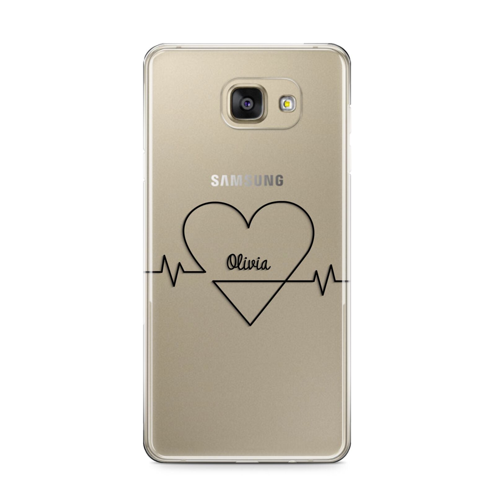 ECG Effect Heart Beats with Name Samsung Galaxy A9 2016 Case on gold phone