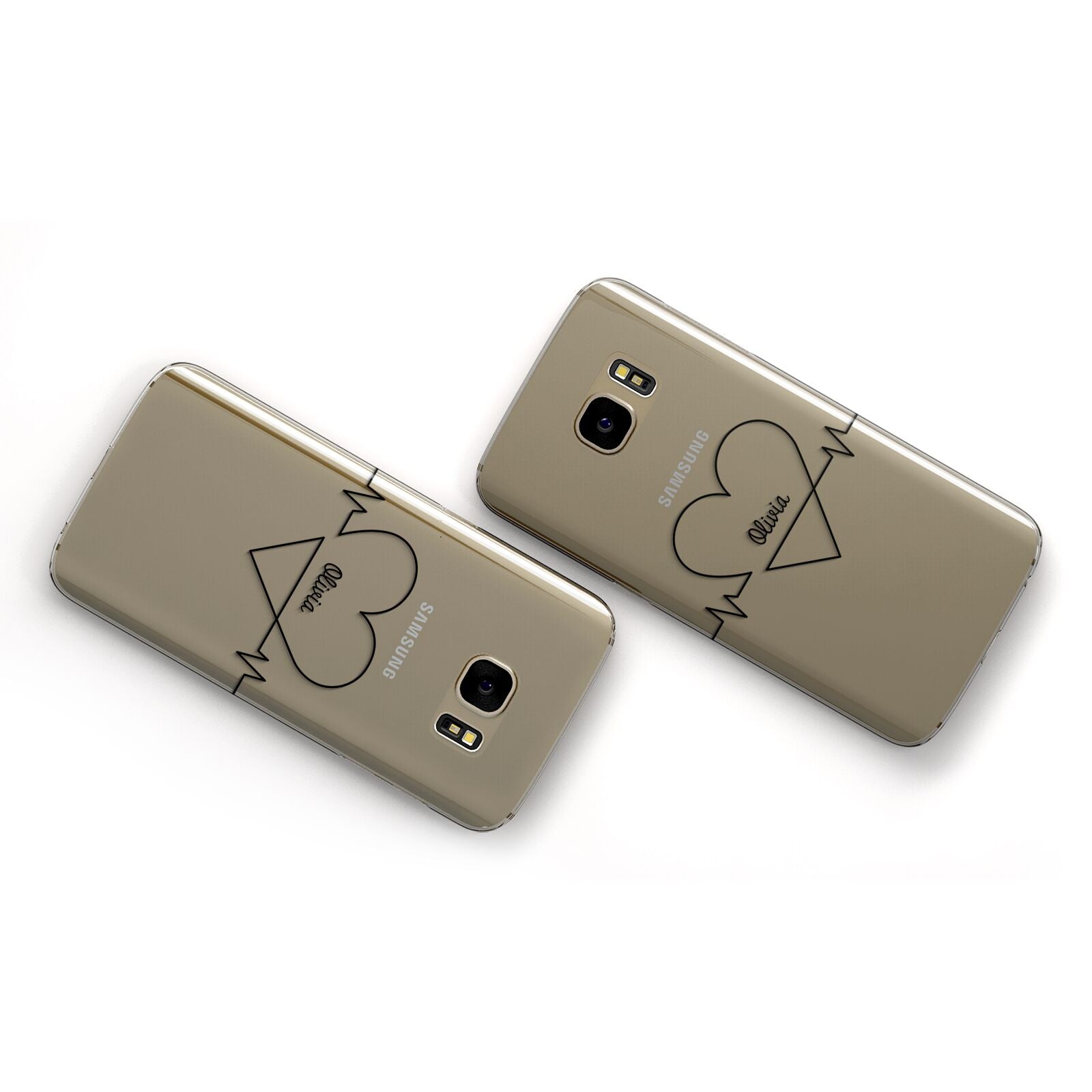 ECG Effect Heart Beats with Name Samsung Galaxy Case Flat Overview