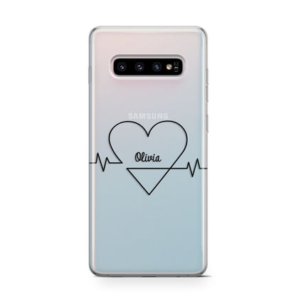 ECG Effect Heart Beats with Name Samsung Galaxy S10 Case