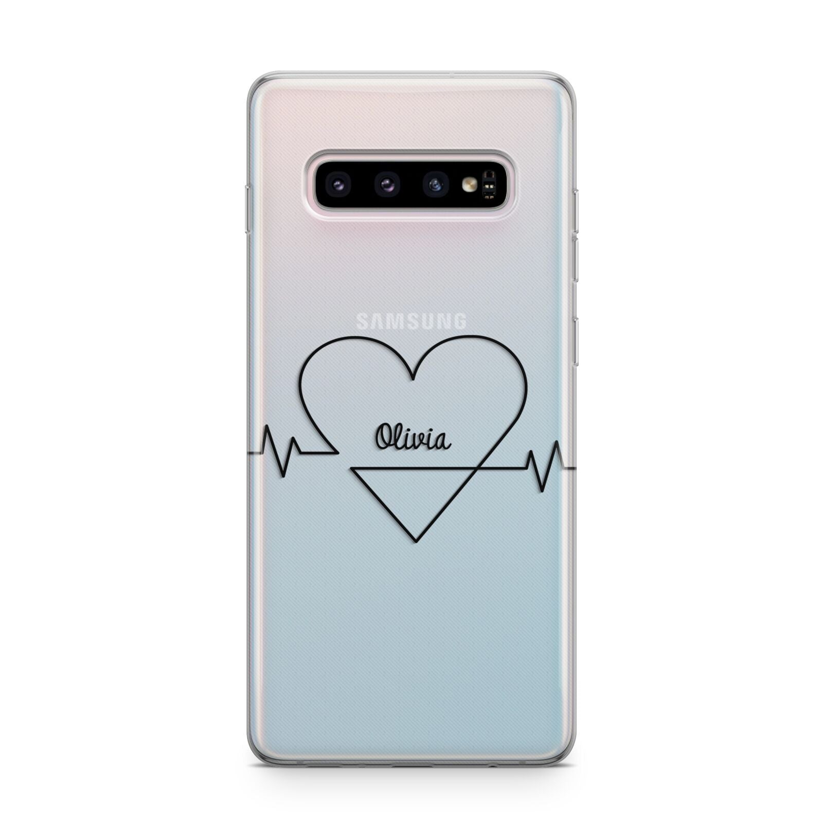ECG Effect Heart Beats with Name Samsung Galaxy S10 Plus Case