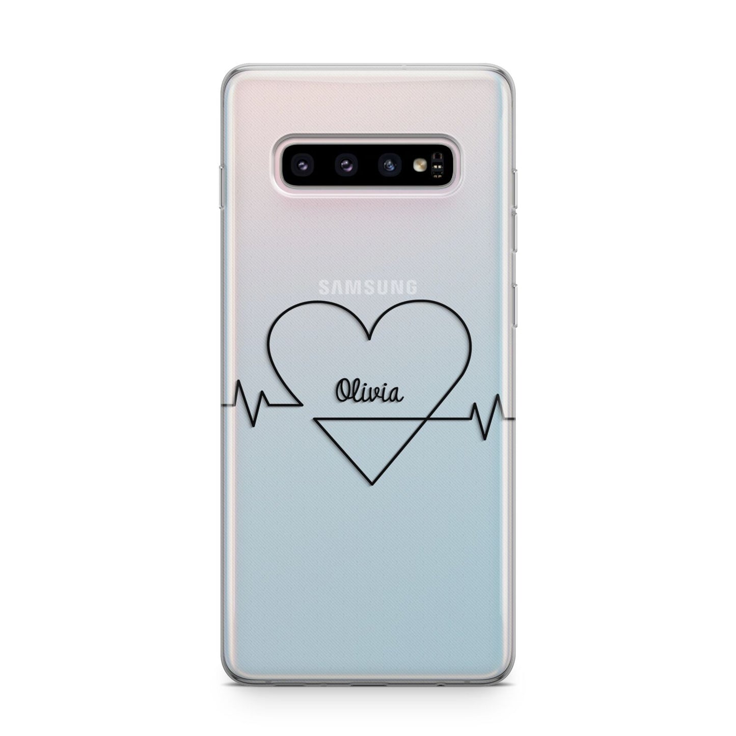ECG Effect Heart Beats with Name Samsung Galaxy S10 Plus Case
