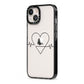 ECG Effect Heart Beats with Name iPhone 13 Black Impact Case Side Angle on Silver phone