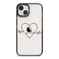 ECG Effect Heart Beats with Name iPhone 13 Black Impact Case on Silver phone