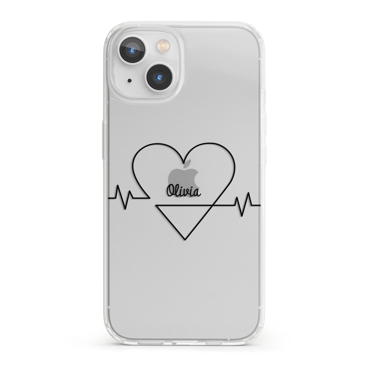 ECG Effect Heart Beats with Name iPhone 13 Clear Bumper Case