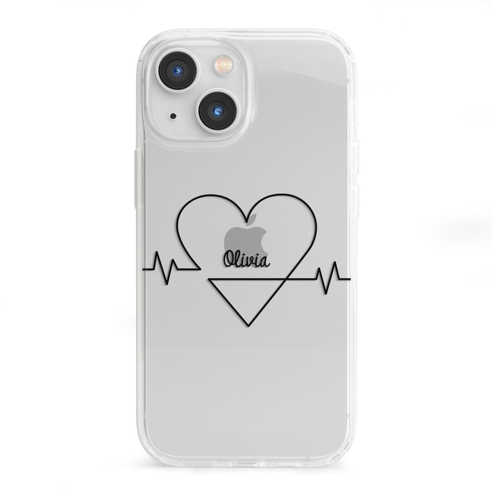 ECG Effect Heart Beats with Name iPhone 13 Mini Clear Bumper Case