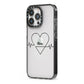 ECG Effect Heart Beats with Name iPhone 13 Pro Black Impact Case Side Angle on Silver phone