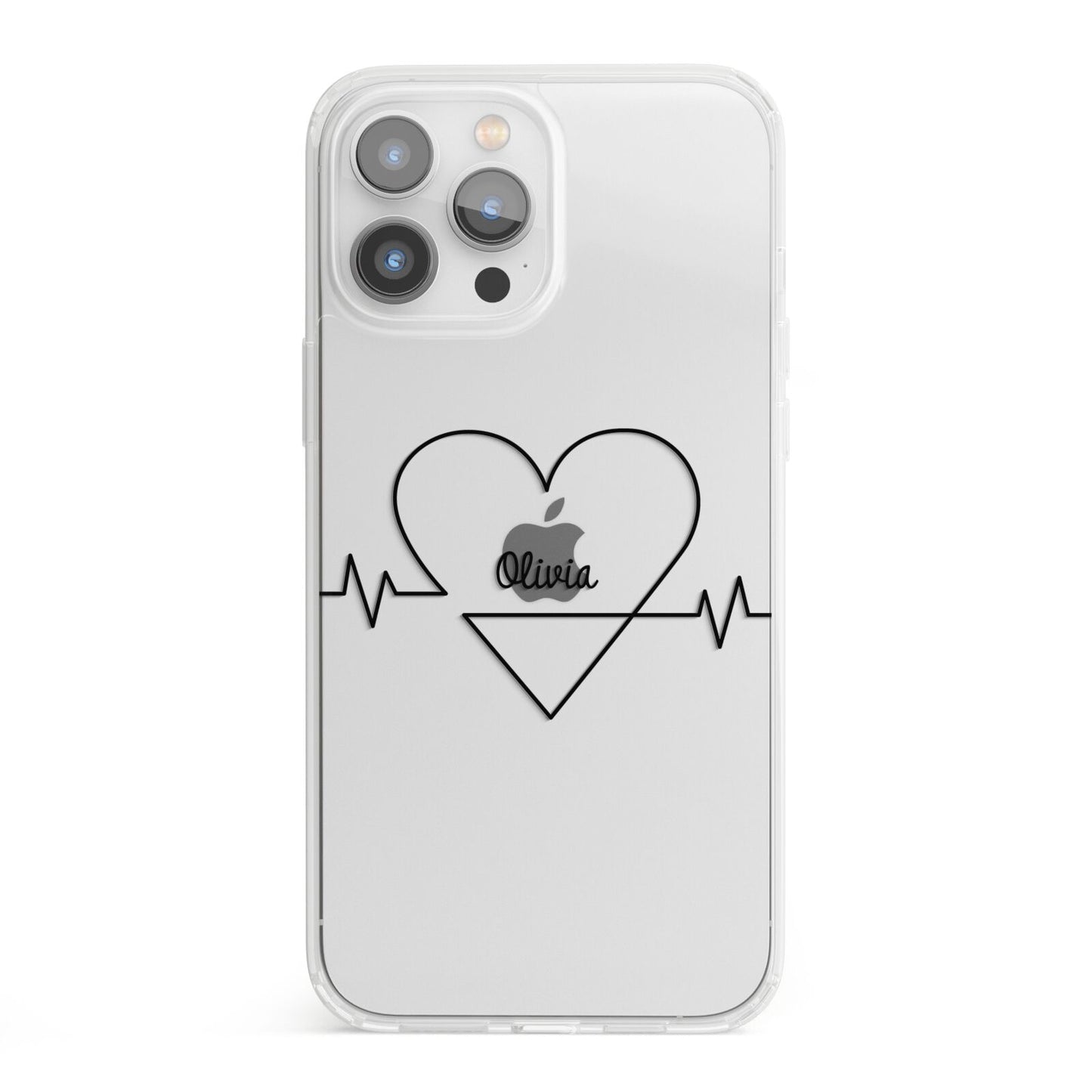 ECG Effect Heart Beats with Name iPhone 13 Pro Max Clear Bumper Case