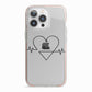 ECG Effect Heart Beats with Name iPhone 13 Pro TPU Impact Case with Pink Edges