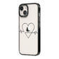 ECG Effect Heart Beats with Name iPhone 14 Black Impact Case Side Angle on Silver phone