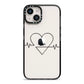 ECG Effect Heart Beats with Name iPhone 14 Black Impact Case on Silver phone