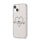 ECG Effect Heart Beats with Name iPhone 14 Clear Tough Case Starlight Angled Image