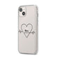 ECG Effect Heart Beats with Name iPhone 14 Plus Clear Tough Case Starlight Angled Image