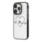 ECG Effect Heart Beats with Name iPhone 14 Pro Black Impact Case Side Angle on Silver phone