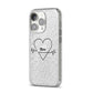 ECG Effect Heart Beats with Name iPhone 14 Pro Glitter Tough Case Silver Angled Image