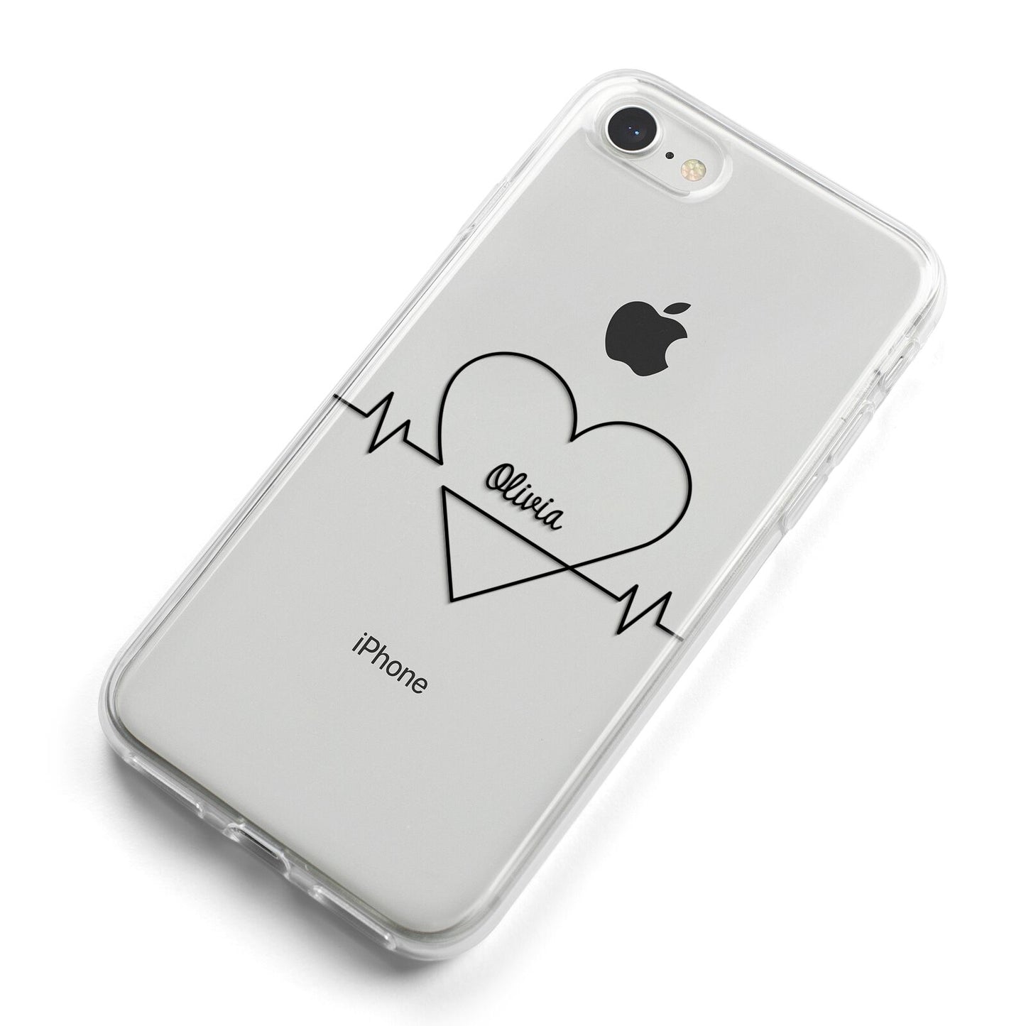 ECG Effect Heart Beats with Name iPhone 8 Bumper Case on Silver iPhone Alternative Image