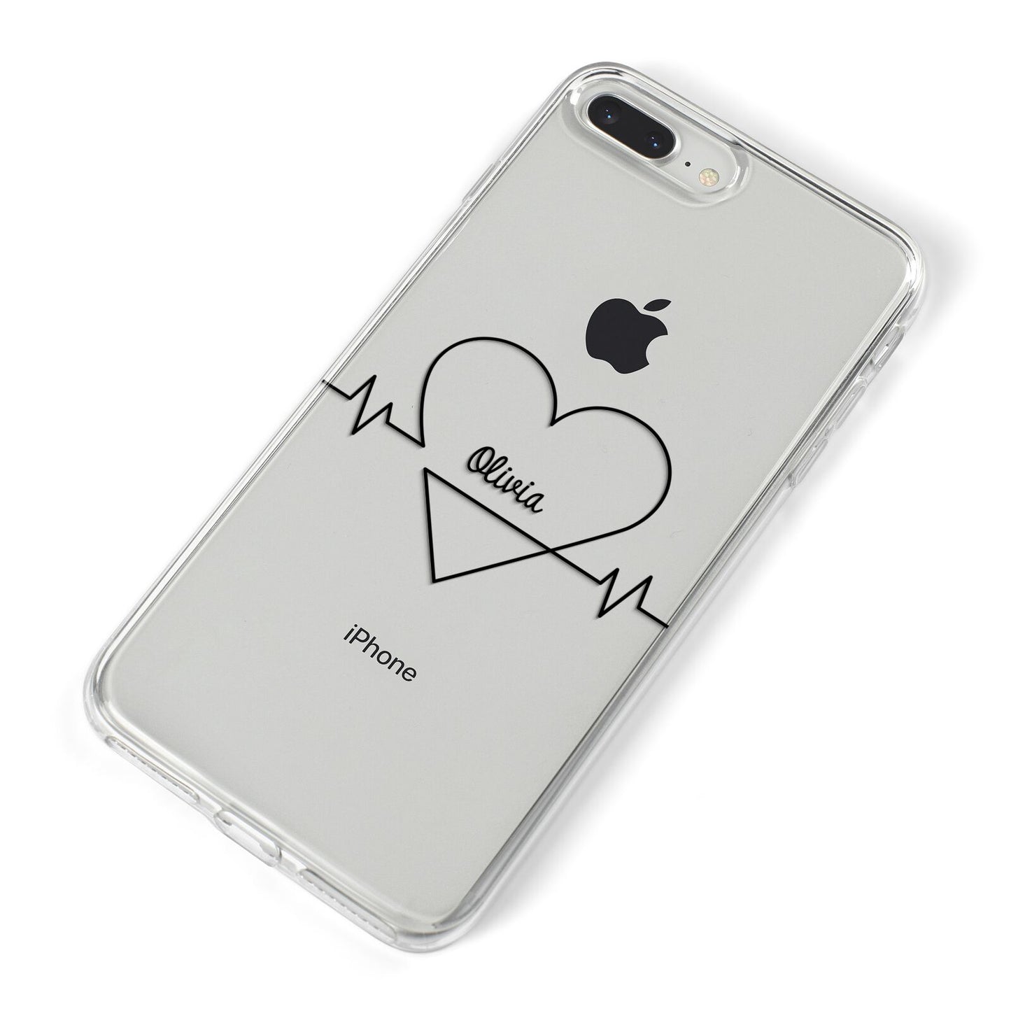 ECG Effect Heart Beats with Name iPhone 8 Plus Bumper Case on Silver iPhone Alternative Image
