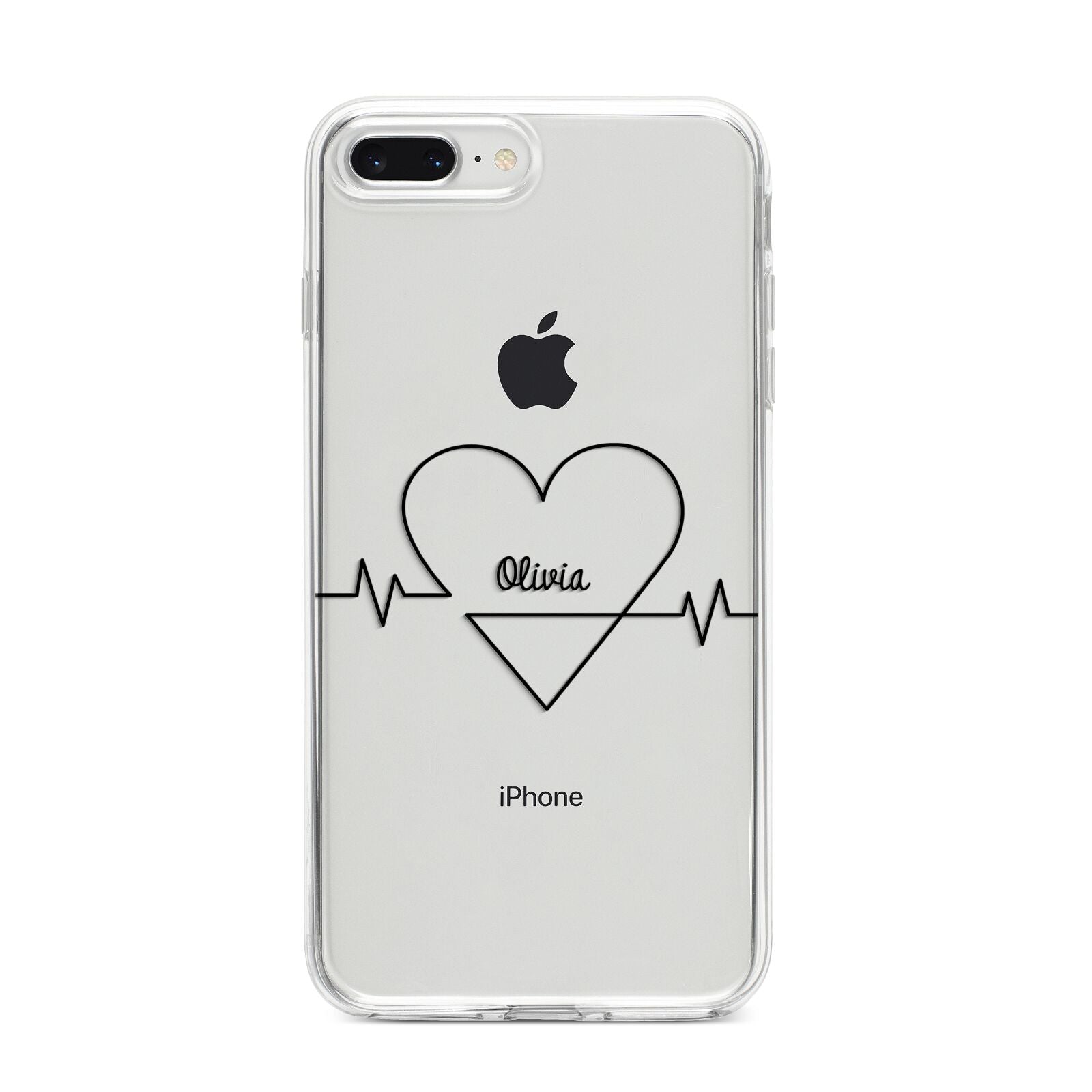 ECG Effect Heart Beats with Name iPhone 8 Plus Bumper Case on Silver iPhone