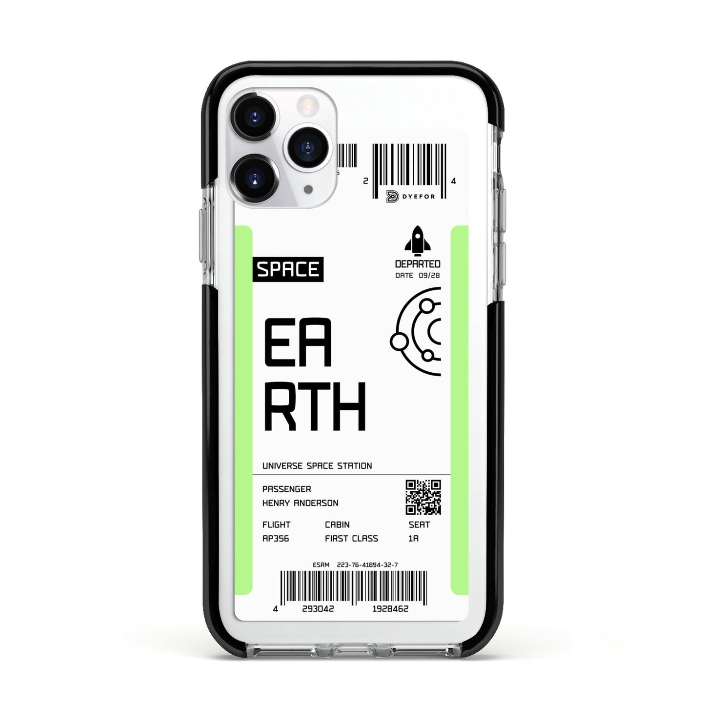 Earth Boarding Pass Apple iPhone 11 Pro in Silver with Black Impact Case