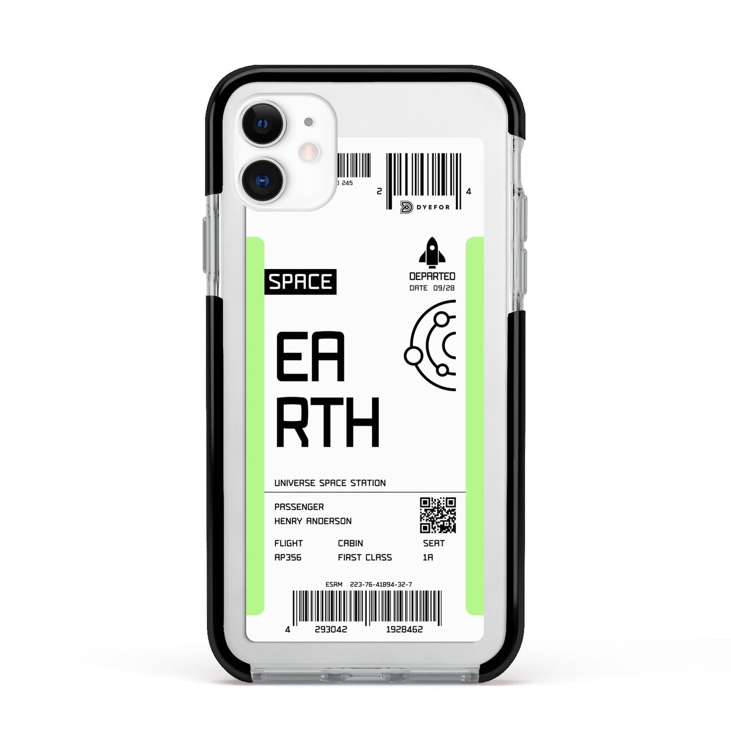 Earth Boarding Pass Apple iPhone 11 in White with Black Impact Case