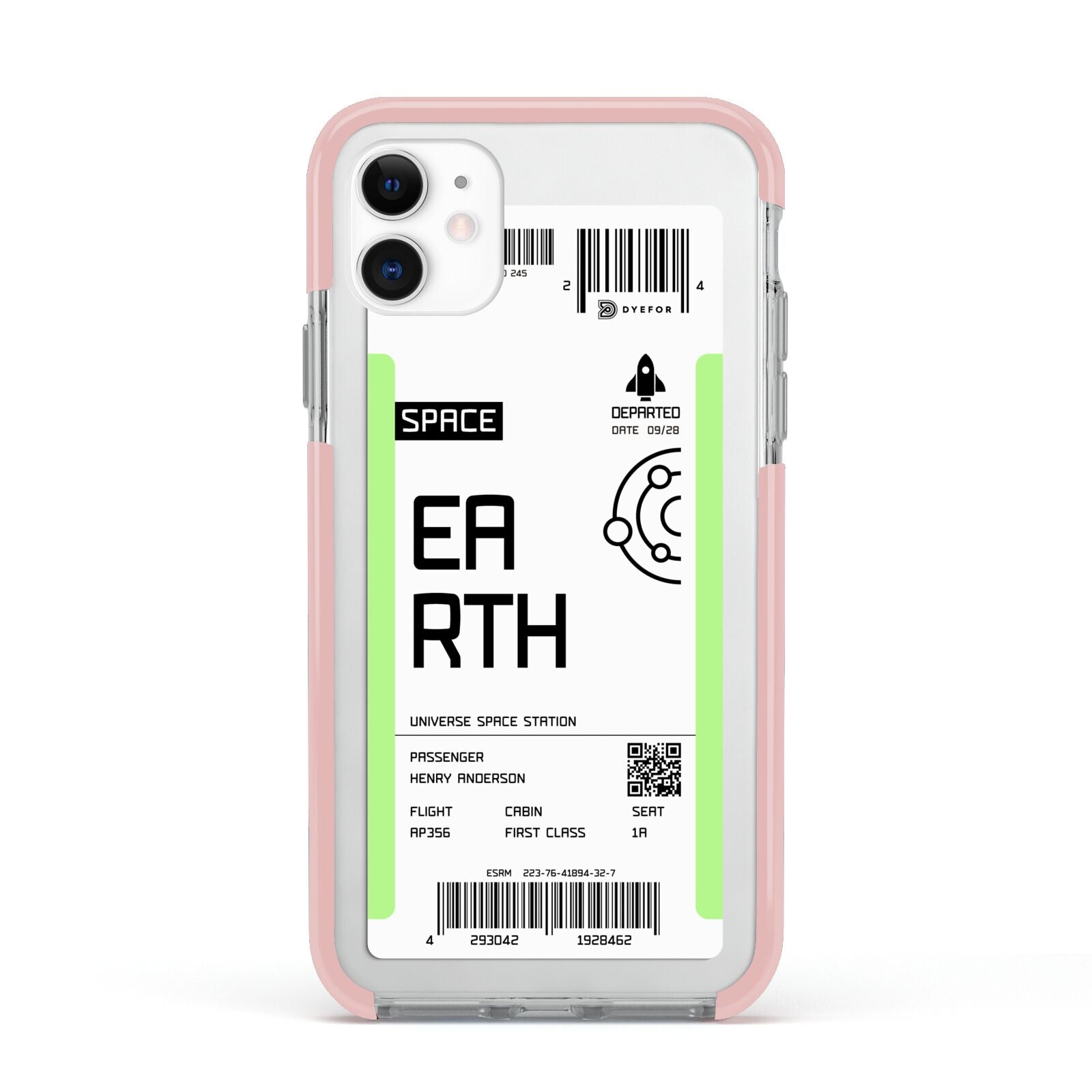 Earth Boarding Pass Apple iPhone 11 in White with Pink Impact Case