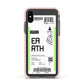 Earth Boarding Pass Apple iPhone Xs Impact Case Pink Edge on Black Phone