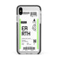 Earth Boarding Pass Apple iPhone Xs Max Impact Case Black Edge on Silver Phone