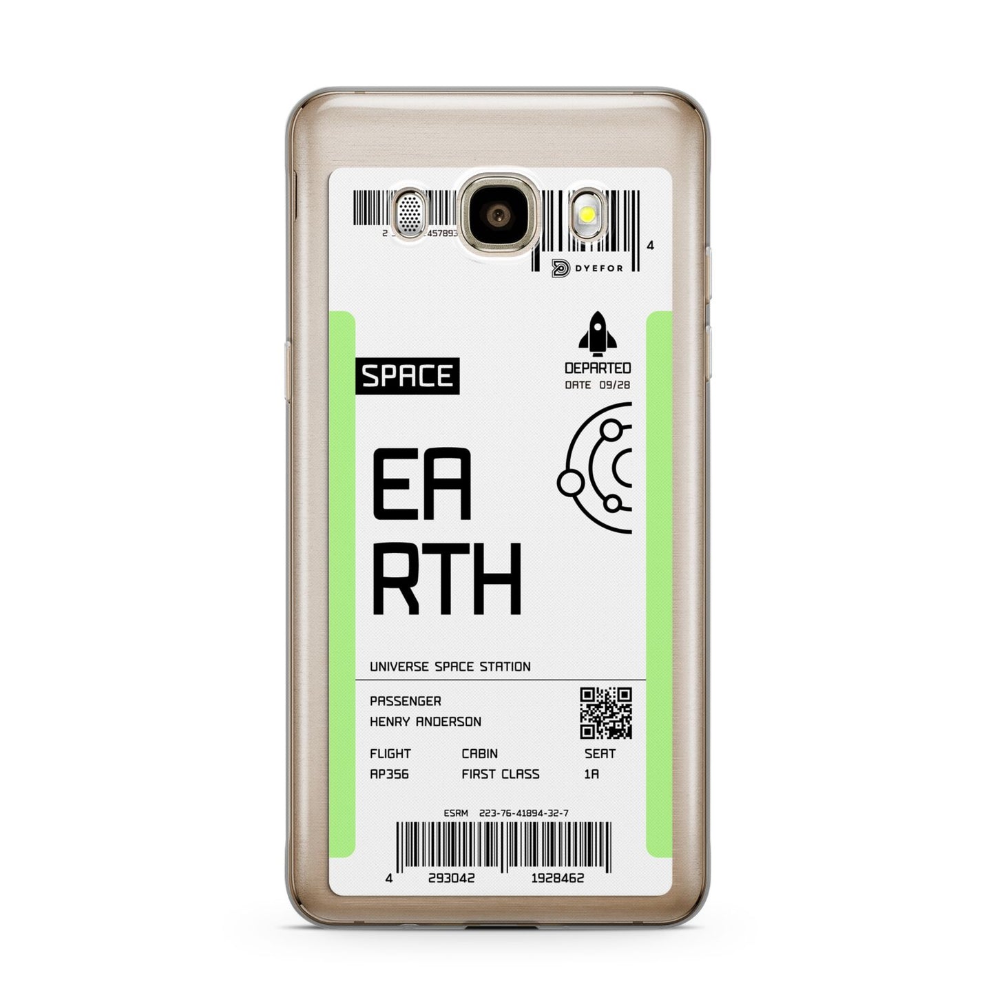 Earth Boarding Pass Samsung Galaxy J7 2016 Case on gold phone