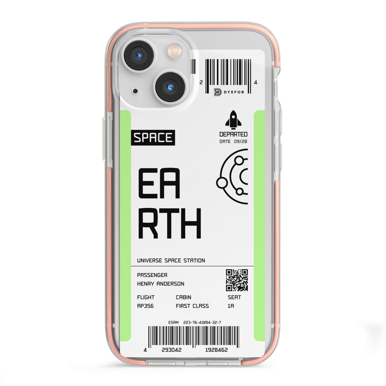 Earth Boarding Pass iPhone 13 Mini TPU Impact Case with Pink Edges