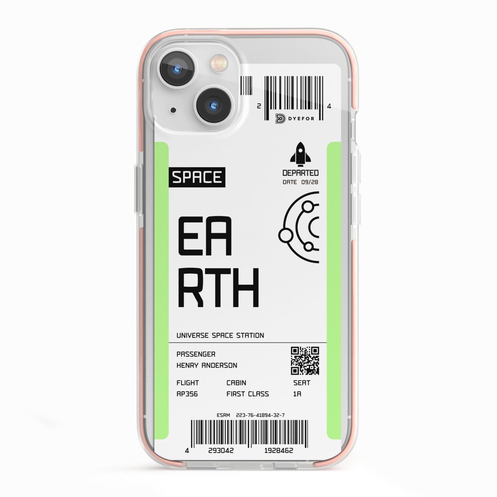 Earth Boarding Pass iPhone 13 TPU Impact Case with Pink Edges