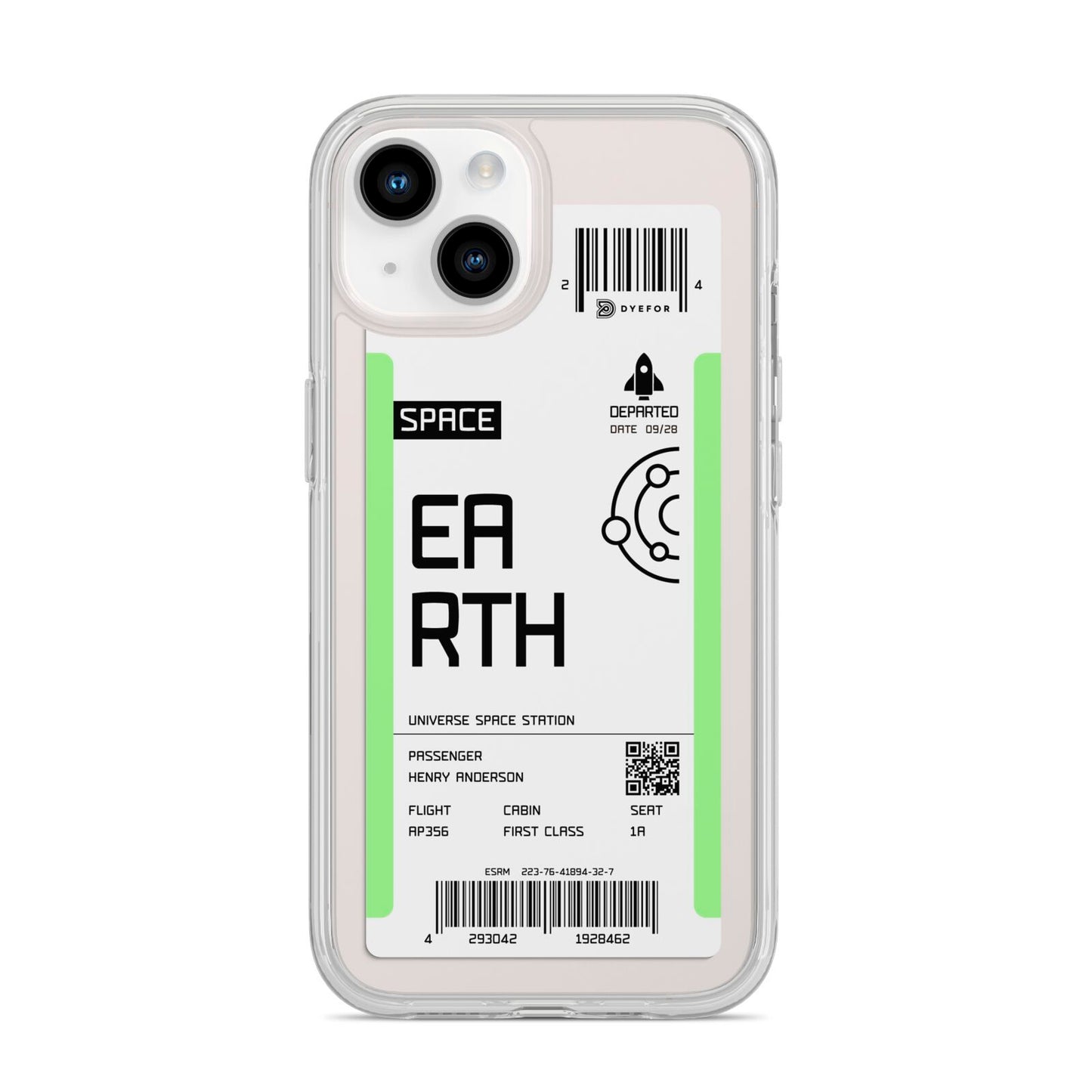 Earth Boarding Pass iPhone 14 Clear Tough Case Starlight
