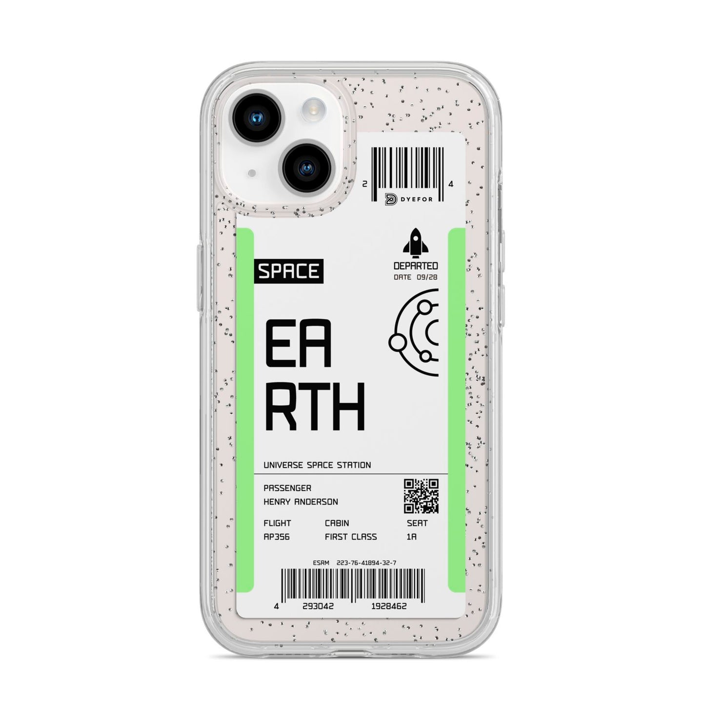 Earth Boarding Pass iPhone 14 Glitter Tough Case Starlight