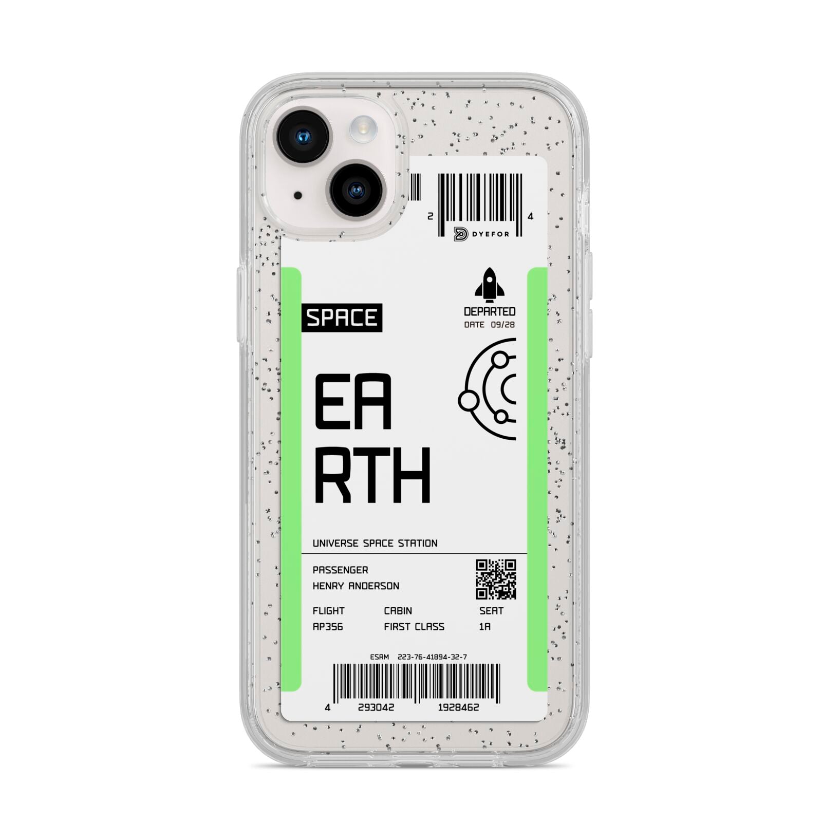 Earth Boarding Pass iPhone 14 Plus Glitter Tough Case Starlight