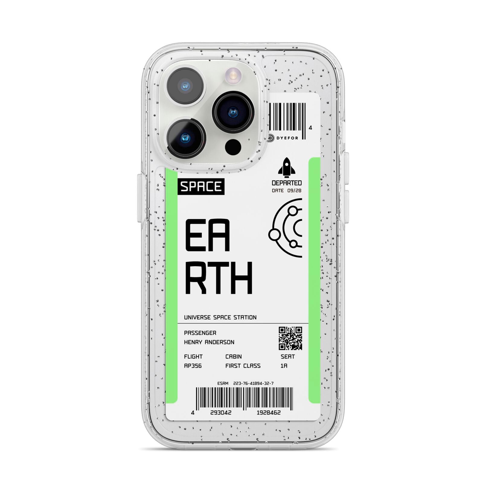 Earth Boarding Pass iPhone 14 Pro Glitter Tough Case Silver