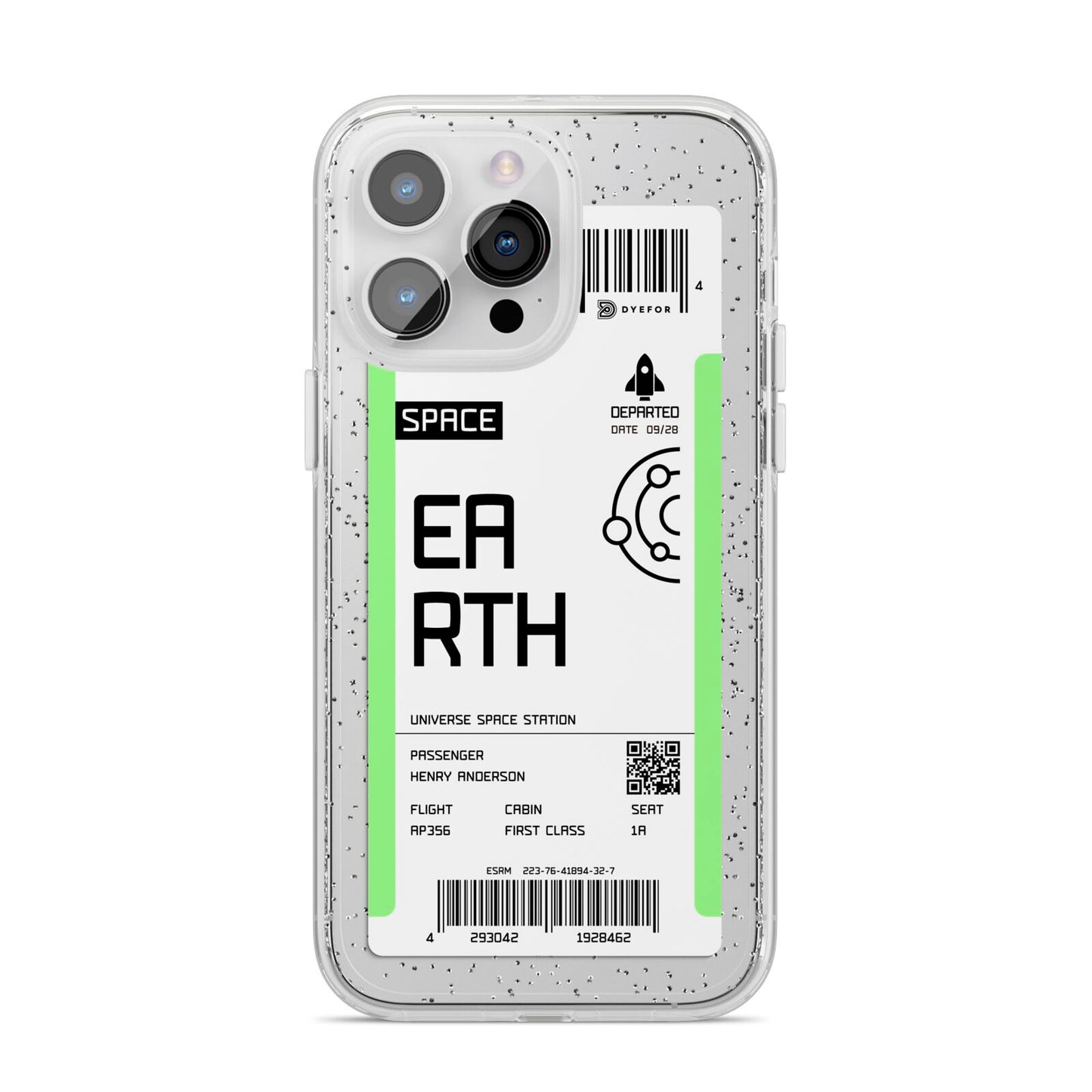 Earth Boarding Pass iPhone 14 Pro Max Glitter Tough Case Silver