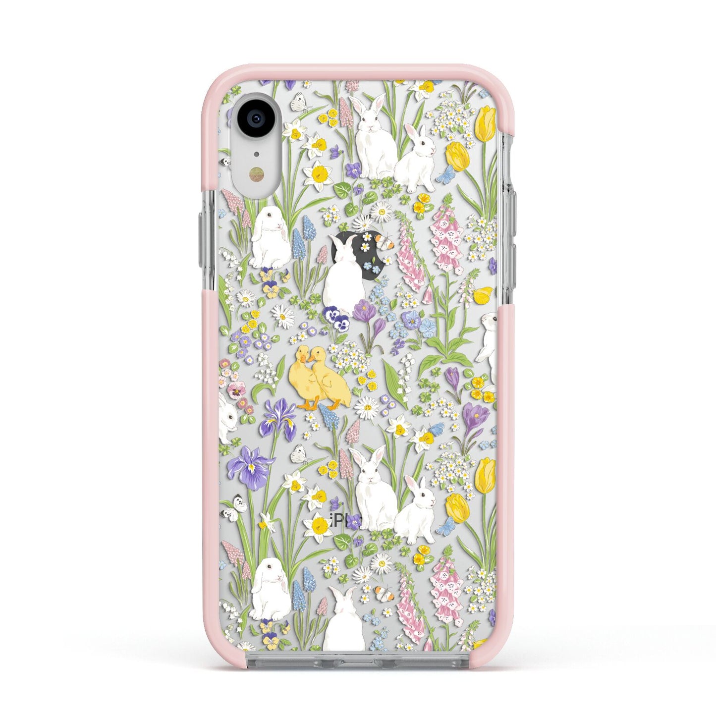 Easter Apple iPhone XR Impact Case Pink Edge on Silver Phone