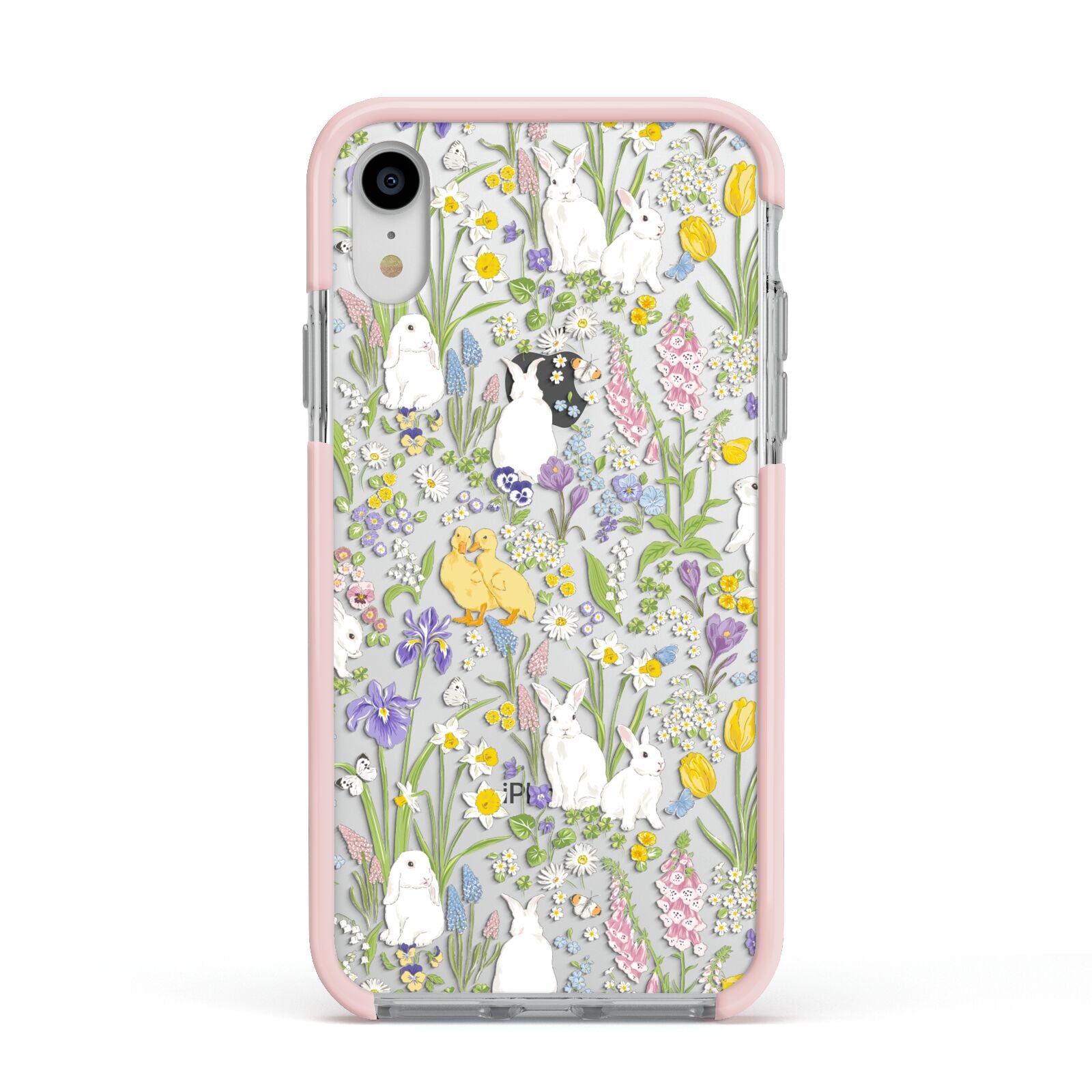 Easter Apple iPhone XR Impact Case Pink Edge on Silver Phone