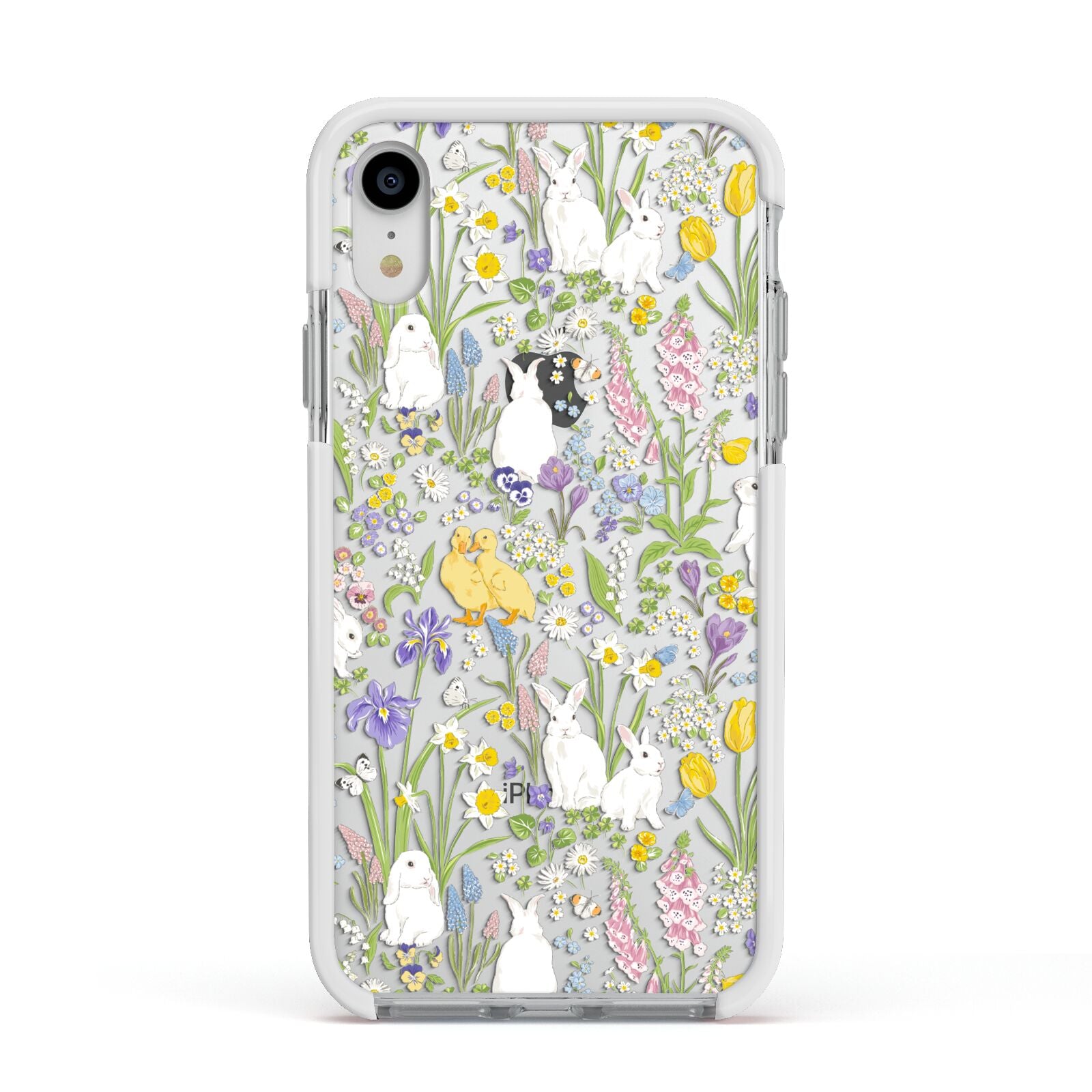 Easter Apple iPhone XR Impact Case White Edge on Silver Phone