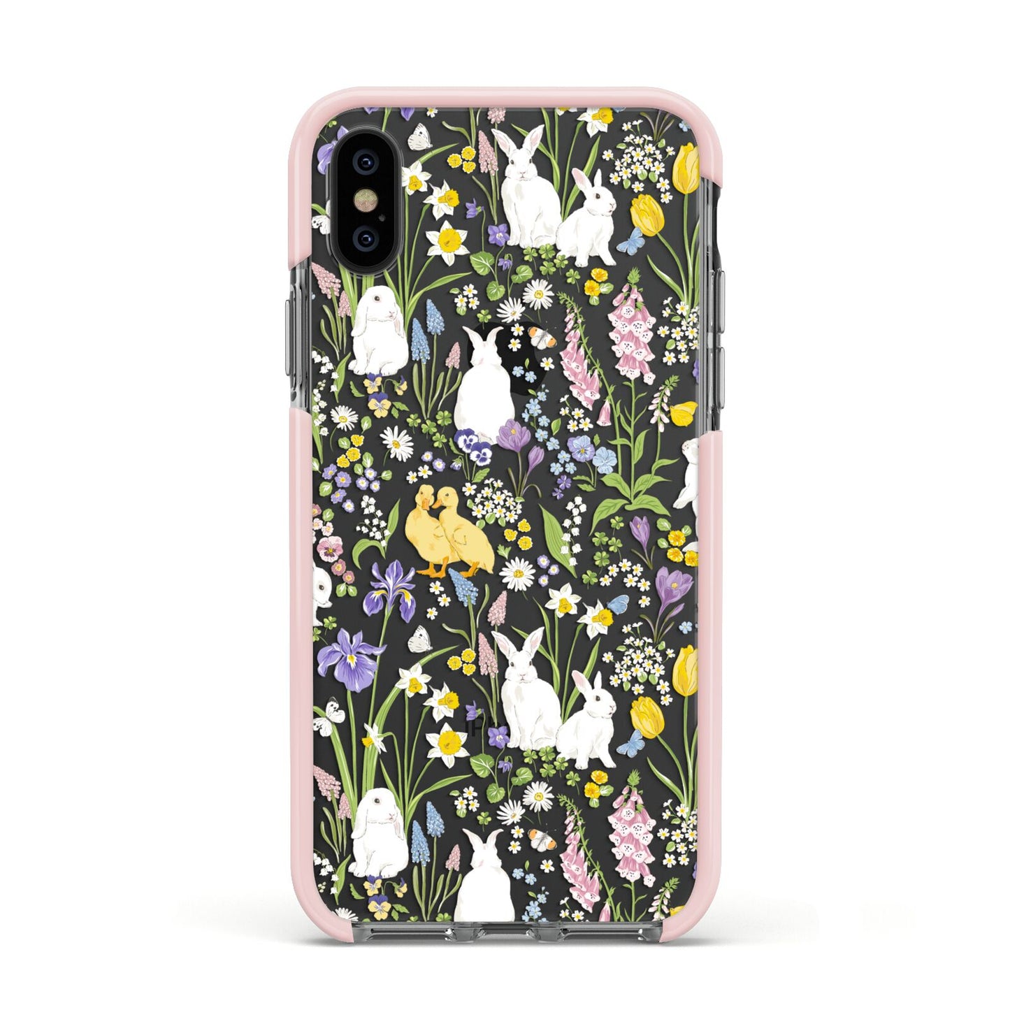 Easter Apple iPhone Xs Impact Case Pink Edge on Black Phone