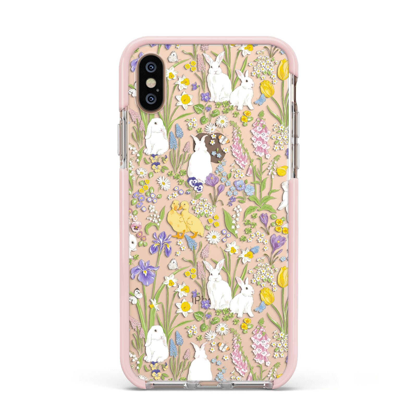 Easter Apple iPhone Xs Impact Case Pink Edge on Gold Phone