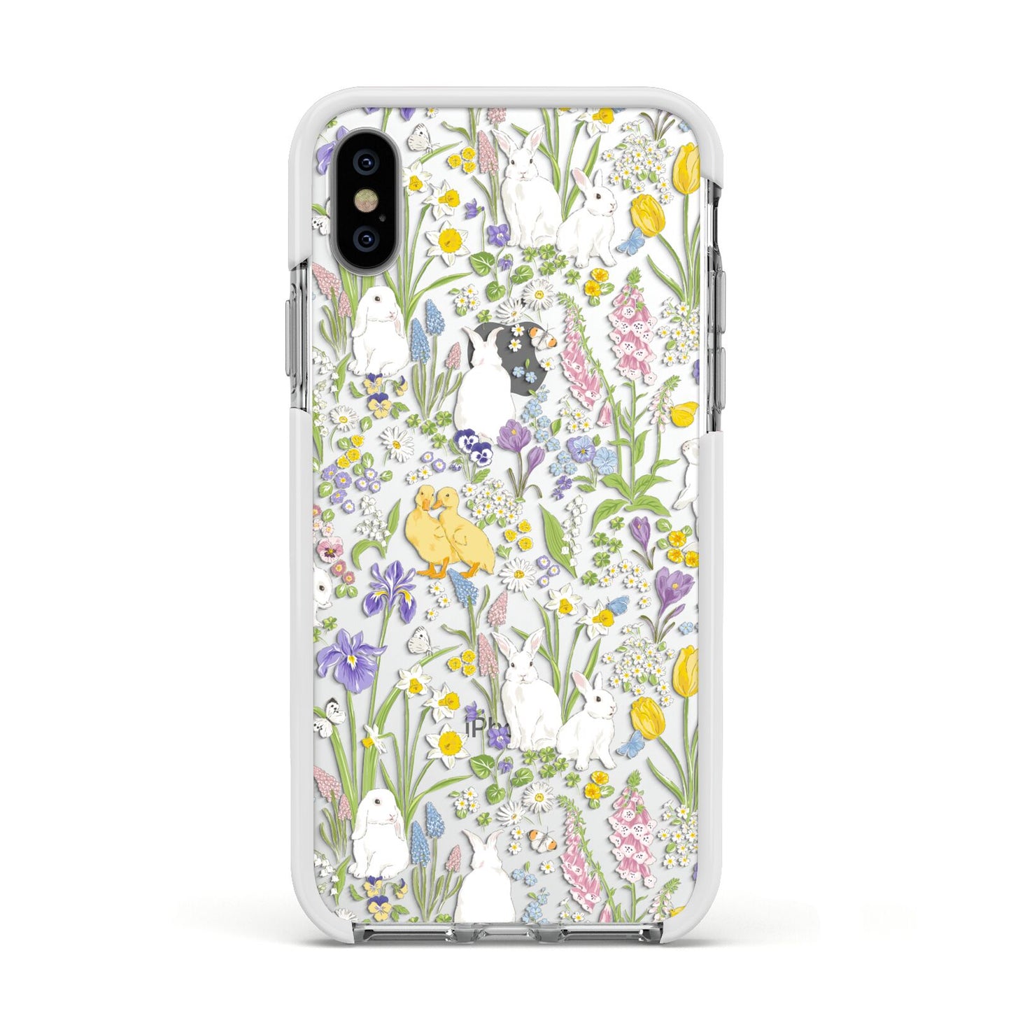Easter Apple iPhone Xs Impact Case White Edge on Silver Phone