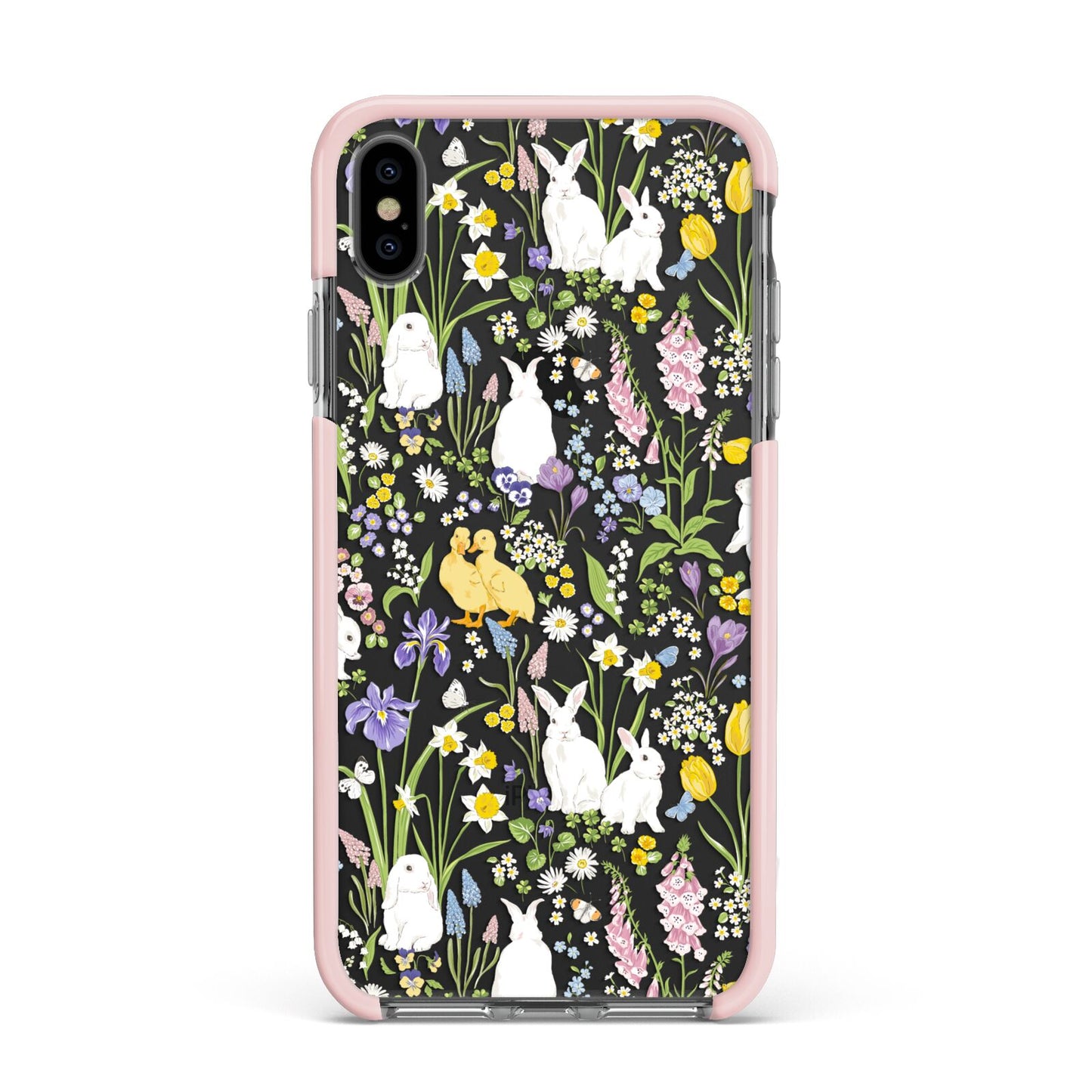 Easter Apple iPhone Xs Max Impact Case Pink Edge on Black Phone