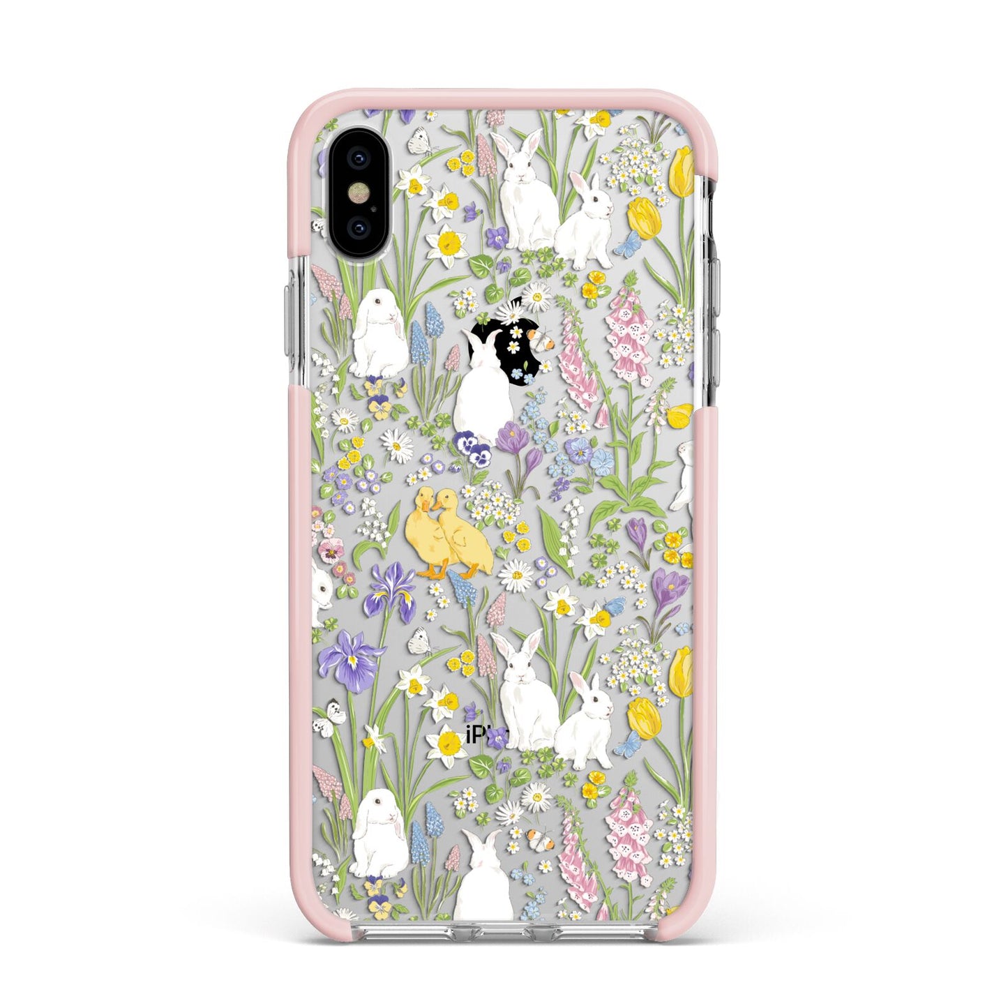 Easter Apple iPhone Xs Max Impact Case Pink Edge on Silver Phone
