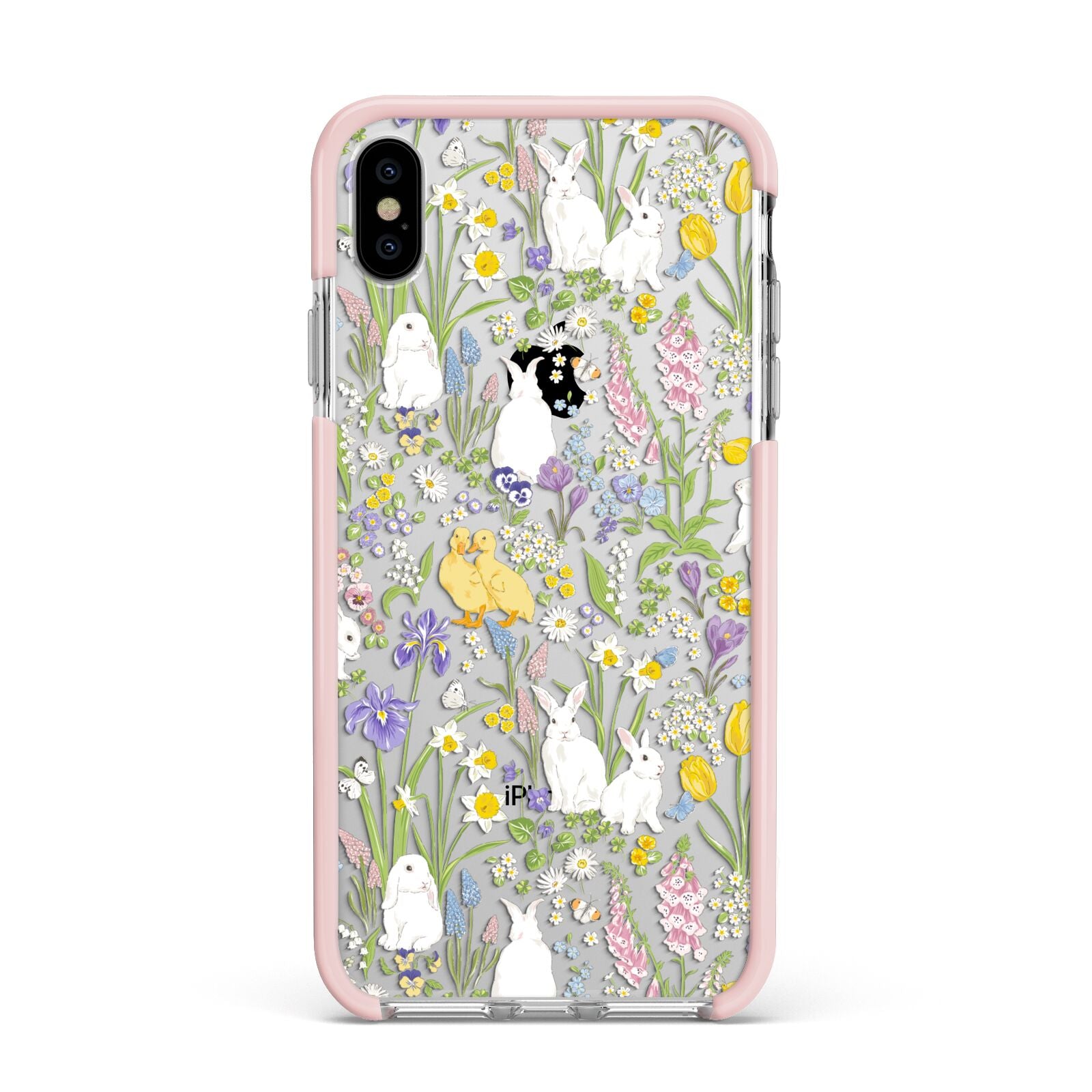 Easter Apple iPhone Xs Max Impact Case Pink Edge on Silver Phone
