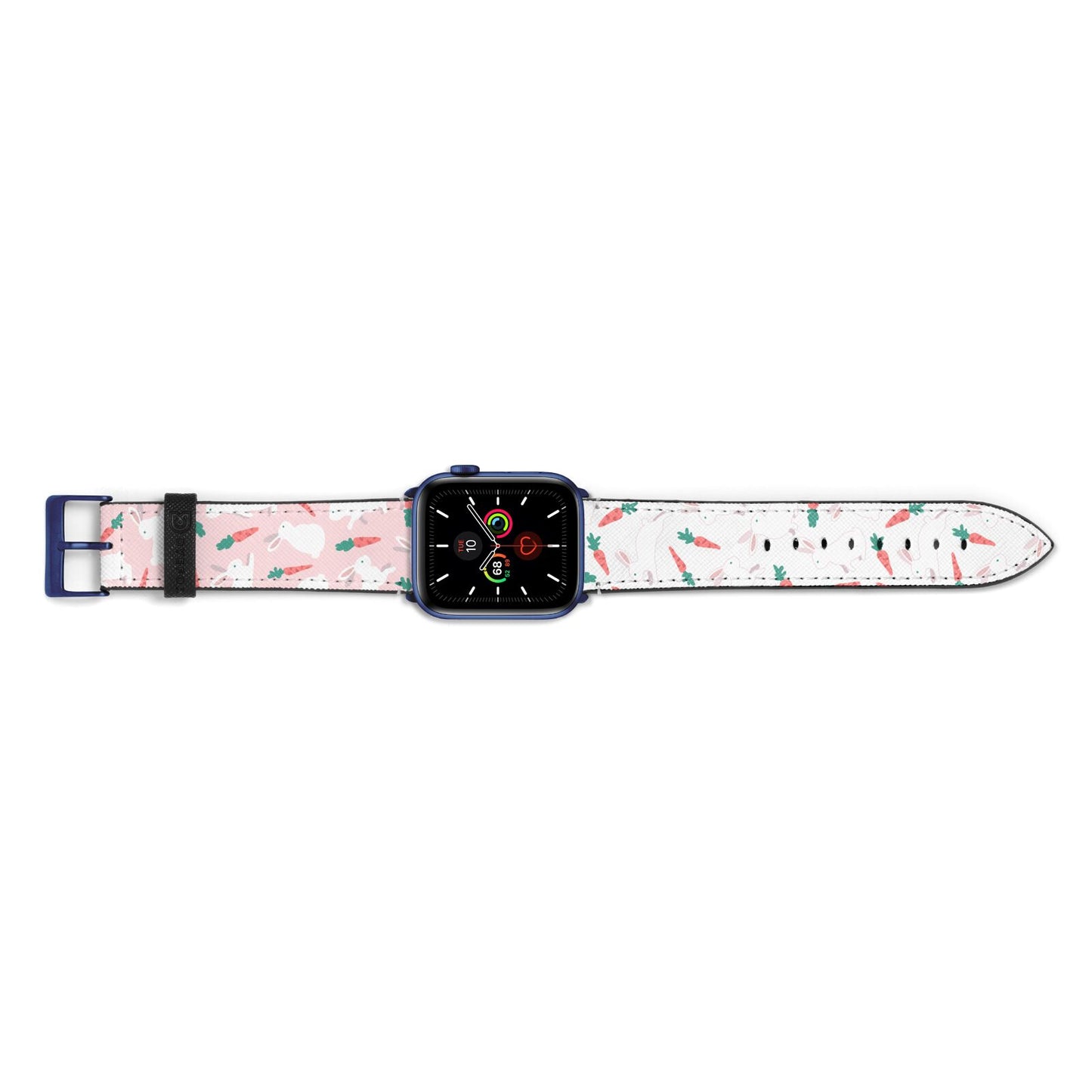 Easter Bunny And Carrot Apple Watch Strap Landscape Image Blue Hardware
