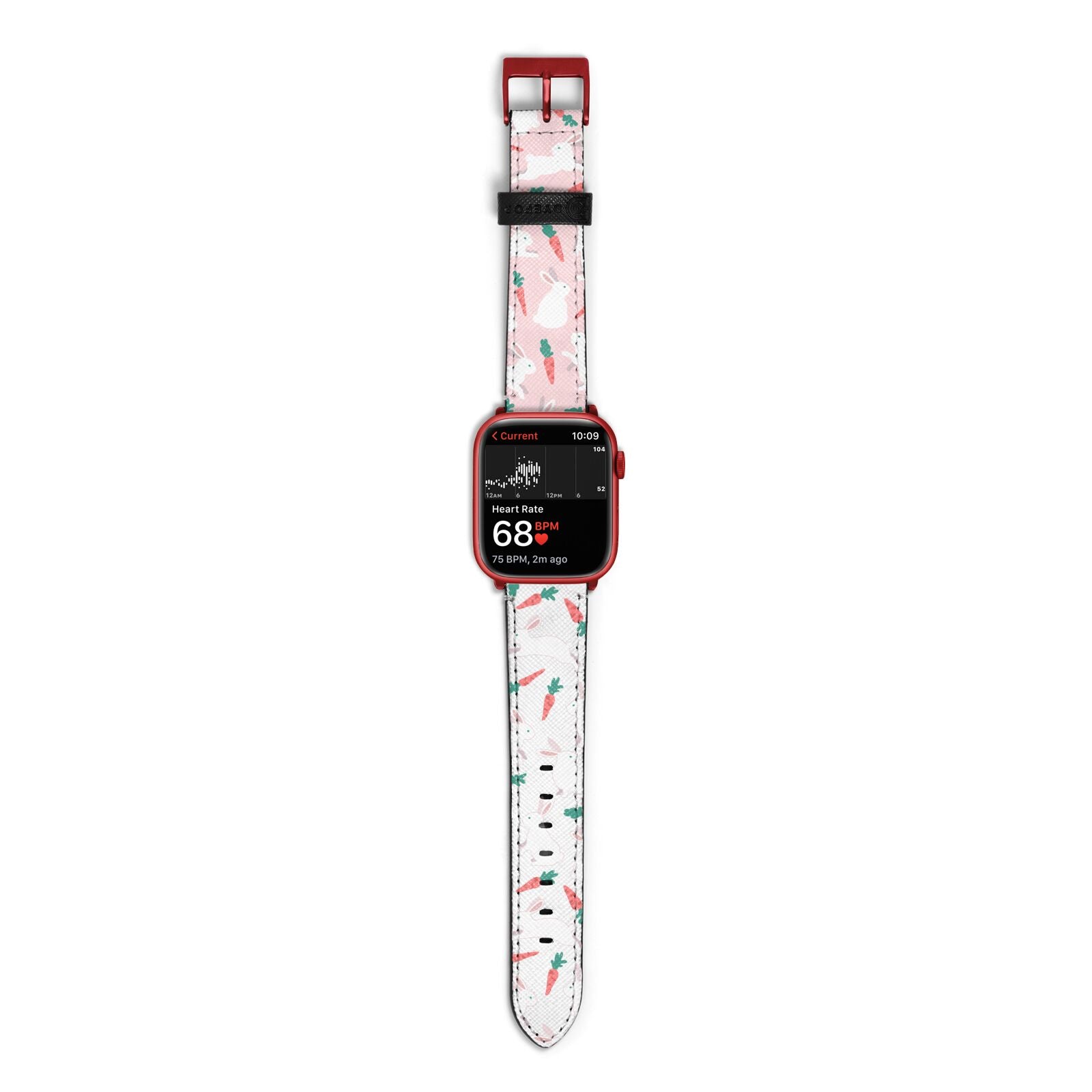 Easter Bunny And Carrot Apple Watch Strap Size 38mm with Red Hardware