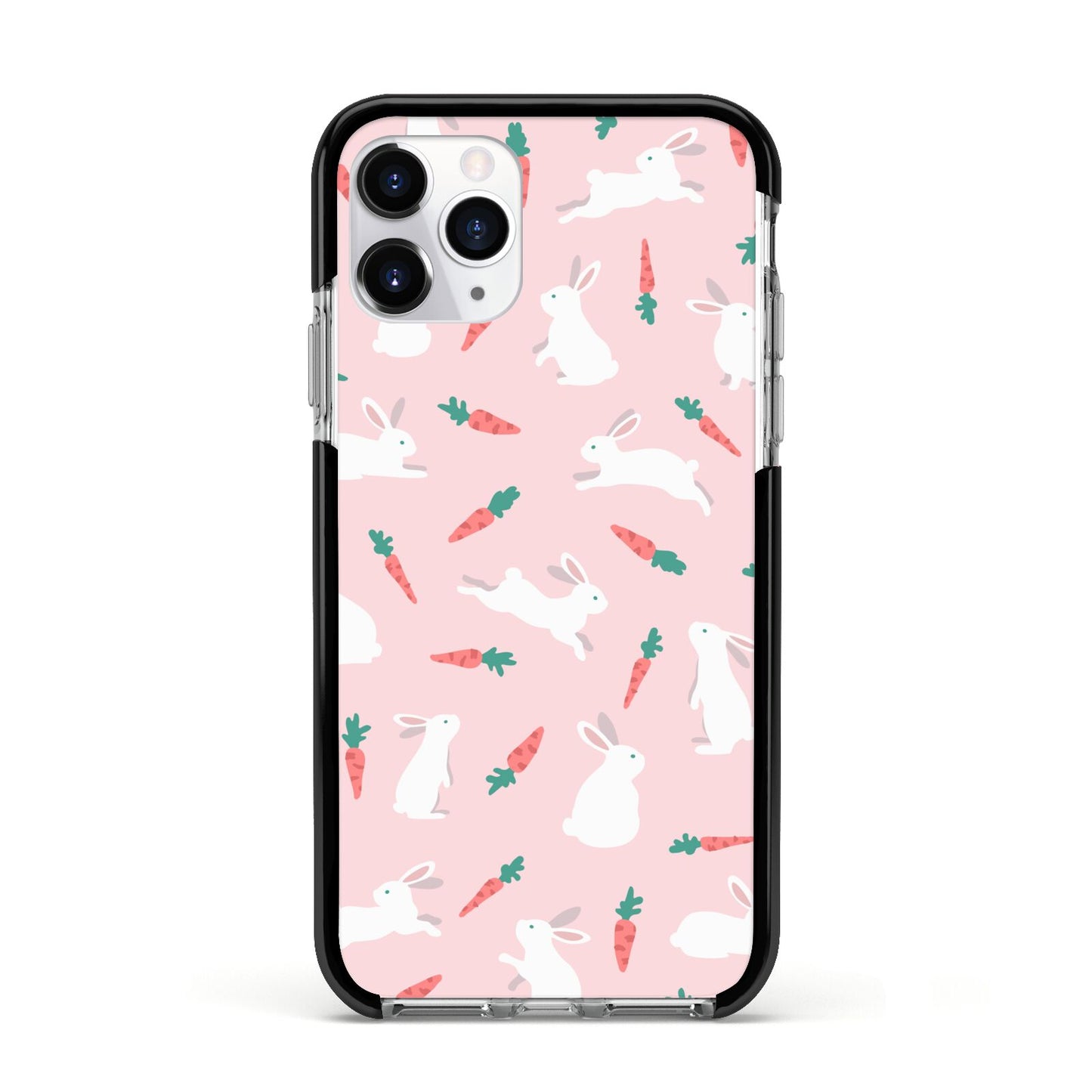 Easter Bunny And Carrot Apple iPhone 11 Pro in Silver with Black Impact Case