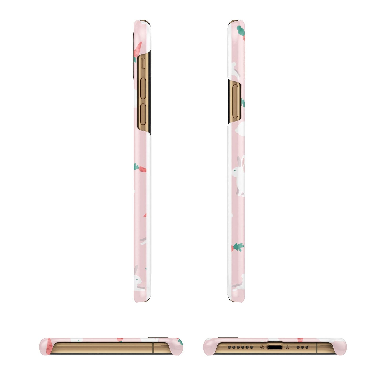 Easter Bunny And Carrot Apple iPhone Xs 3D Wrap Snap Case Angled Images