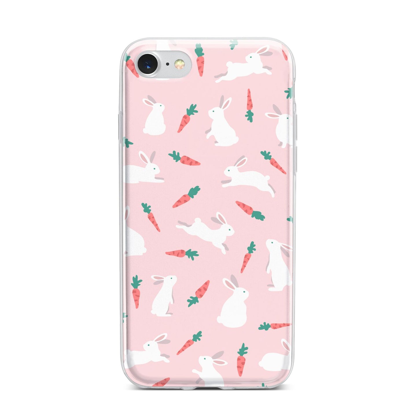 Easter Bunny And Carrot iPhone 7 Bumper Case on Silver iPhone